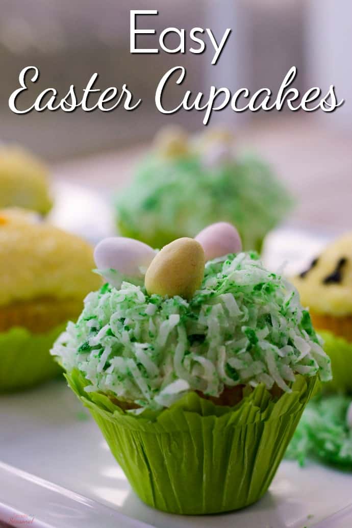 Looking for something to do with the kids over Spring Break? Make these Easy Easy Cupcakes and put some of that Easter candy to good use! Instructions on how to make small batch cupcakes included! #Easter #EasterDessert #Cupcakes via @nmburk