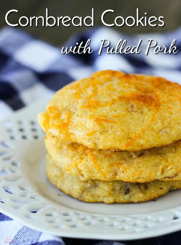 A perfect side dish for any BBQ, pulled pork cornbread cookies are a delicious blend of sweet and savory. They taste great with chili! 