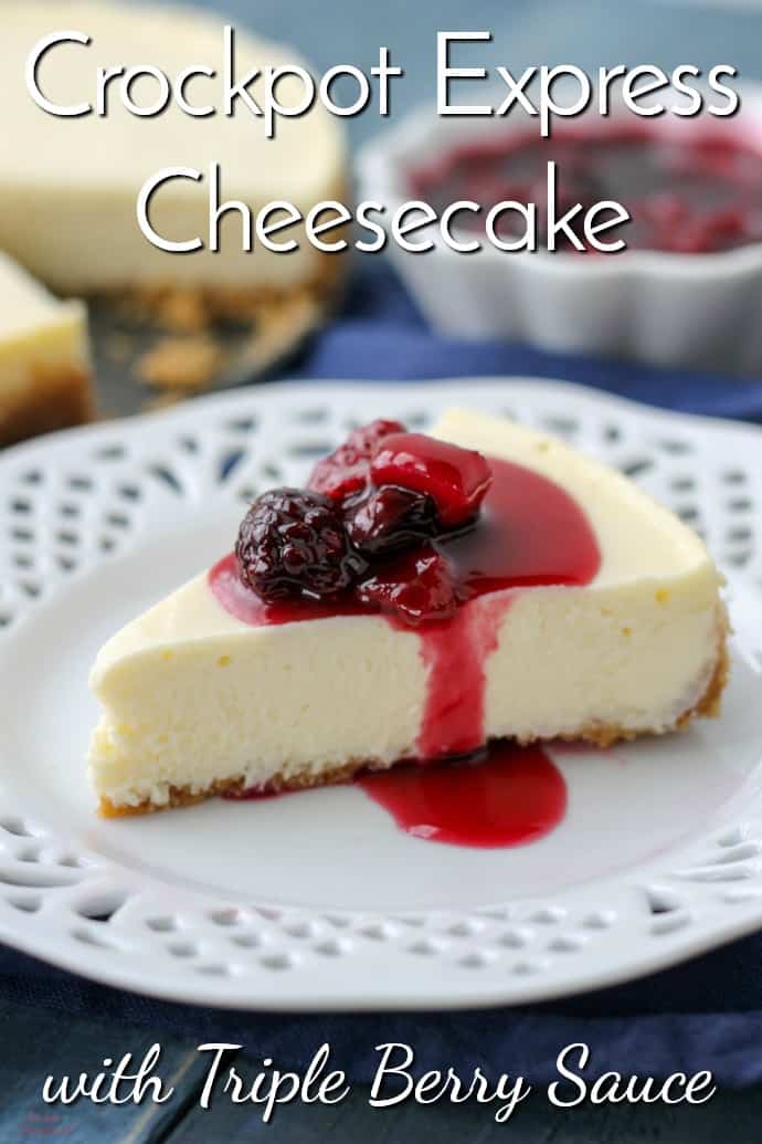 A buttery crust, velvety smooth filling and tart berry topping make this Crockpot Express Cheesecake worthy of any celebration! 