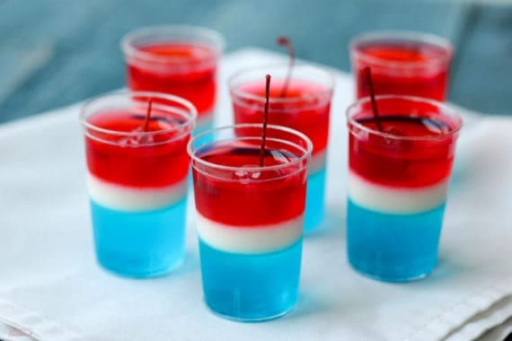 Firecracker Jello Cups: kid-friendly red, white and blue dessert