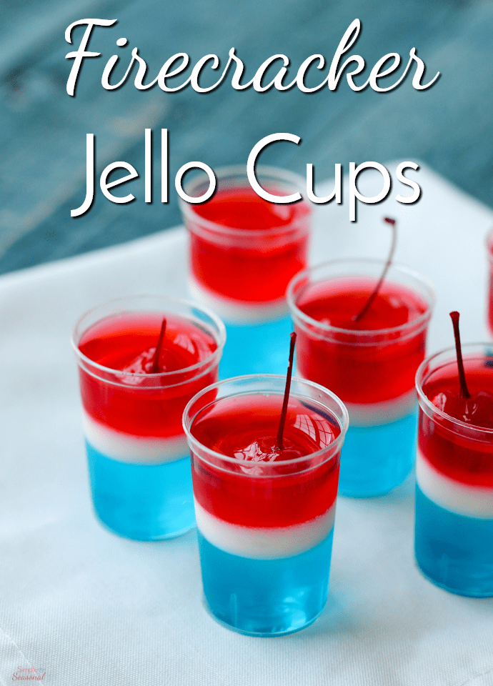 Perfect for 4th of July or Memorial Day celebrations, these Firecracker Jello Cups are a delicious pop of color on the party table!