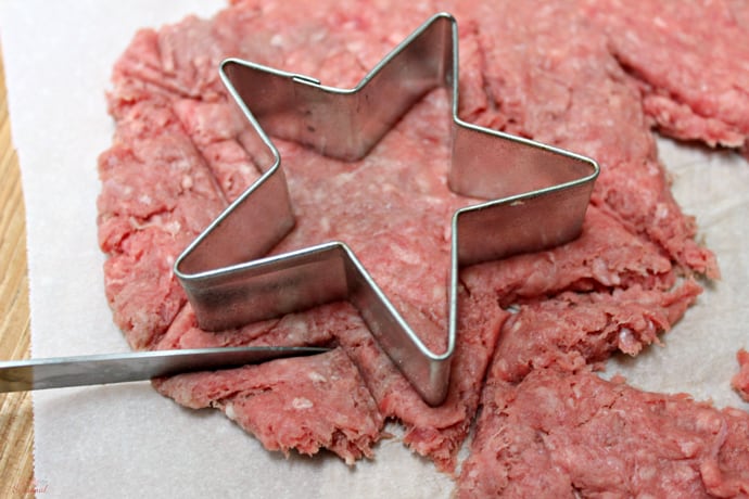 star cookie cutter in burger patty