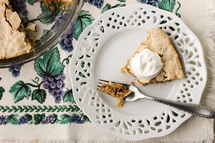 top down view of whole pie and pie slice