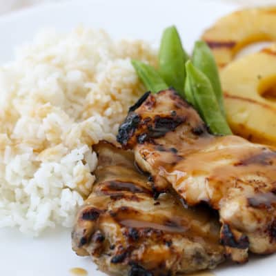 Grilled pineapple teriyaki chicken can be made with a few pantry staples. It’s delicious when made with either canned or fresh pineapple!