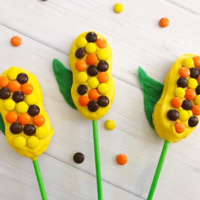 completed corn pops with candy leaves
