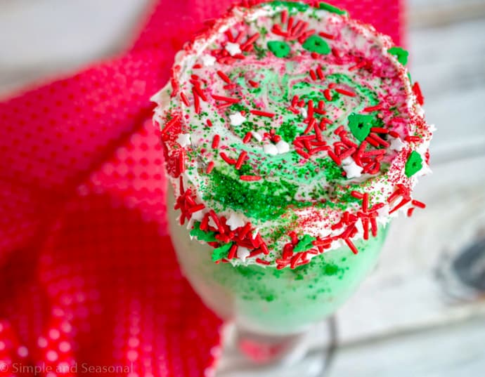 elf shake covered in Christmas sprinkles