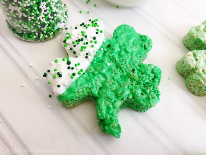 dipped shamrock decorated with sprinkles