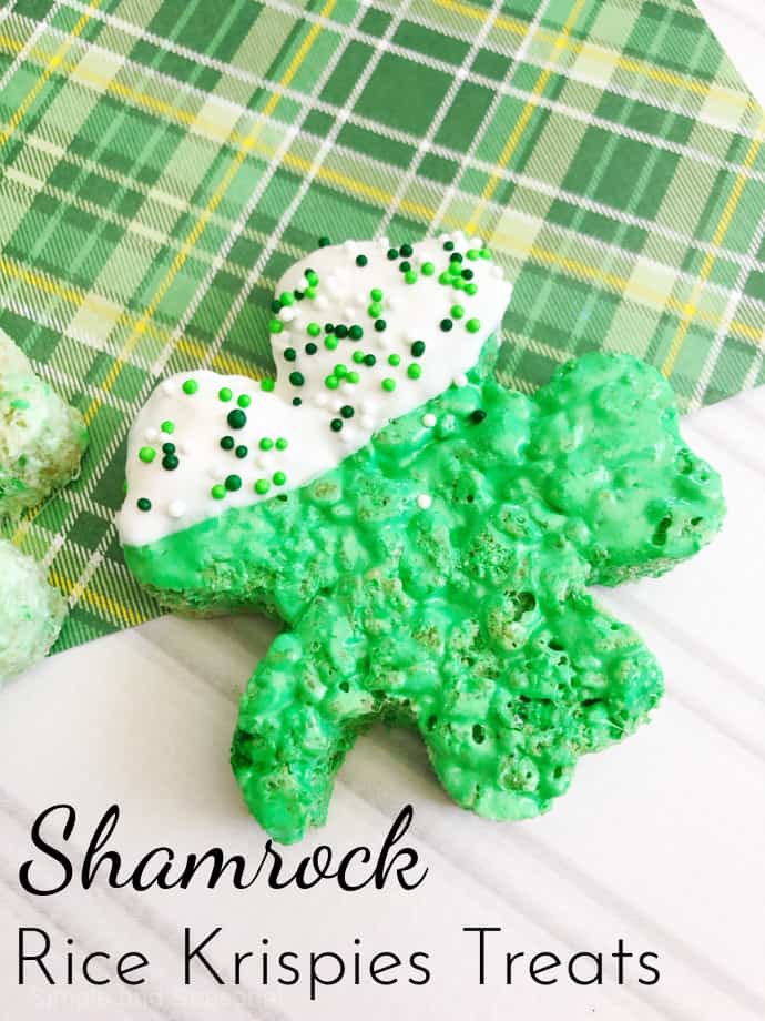 Sweet, chewy and crispy, Shamrock Rice Krispies Treats are a simple and delicious way to celebrate St. Patrick's Day with the kids!
