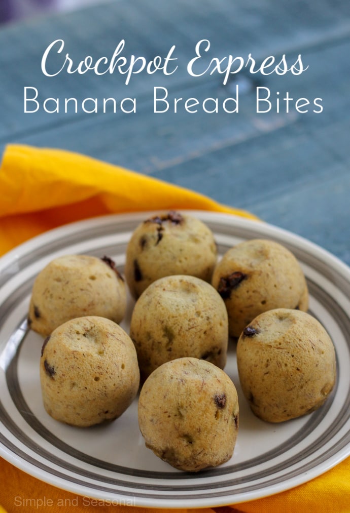Crockpot Express Banana Bread Bites are a perfect "on the go" breakfast made right in the pressure cooker! #CrockpotExpress #CPE #PressureCookerRecipes via @nmburk