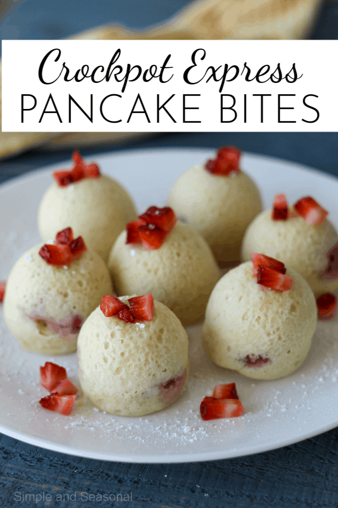 Crockpot Express Pancake Bites are a quick, less messy way to enjoy pancakes any time of the day! via @nmburk