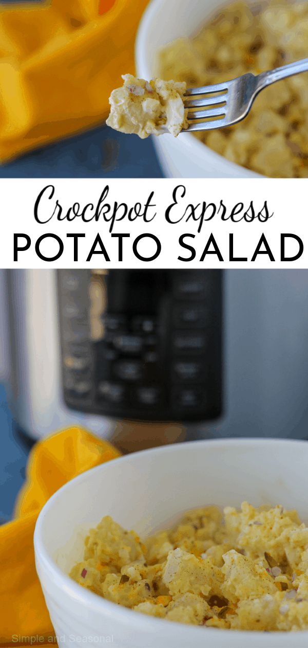 Packed with potatoes, hard boiled eggs and a creamy classic dressing, Crockpot Express Potato Salad is a great side dish for any occasion!  via @nmburk