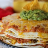 close up image of crcokpot express taco pie layers