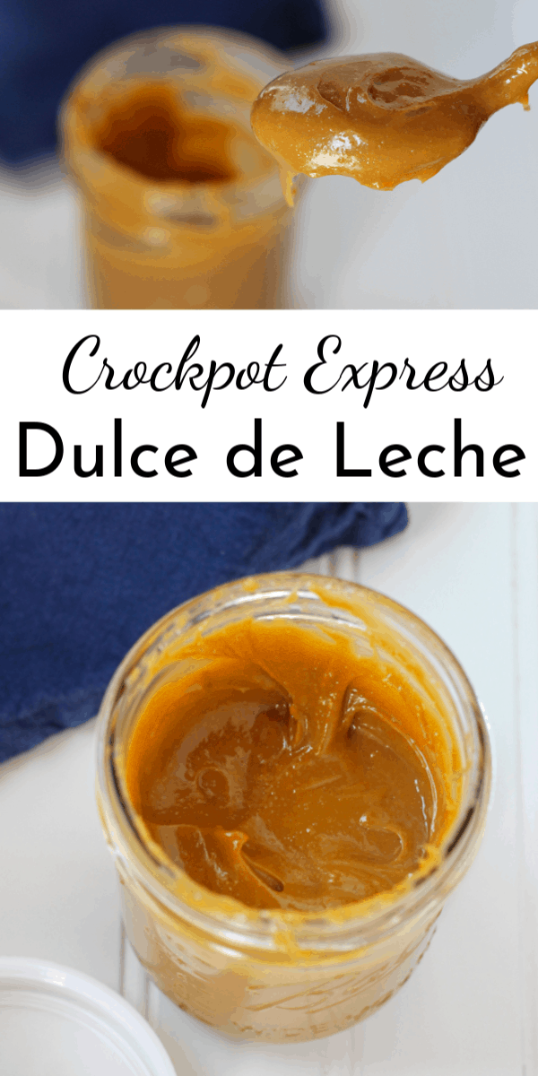 Crockpot Express Dulce de Leche is perfect for topping cheesecakes, using as a fruit dip or just spreading on toast! There's no need to get store-bought sauce when it's this easy to make your own! via @nmburk