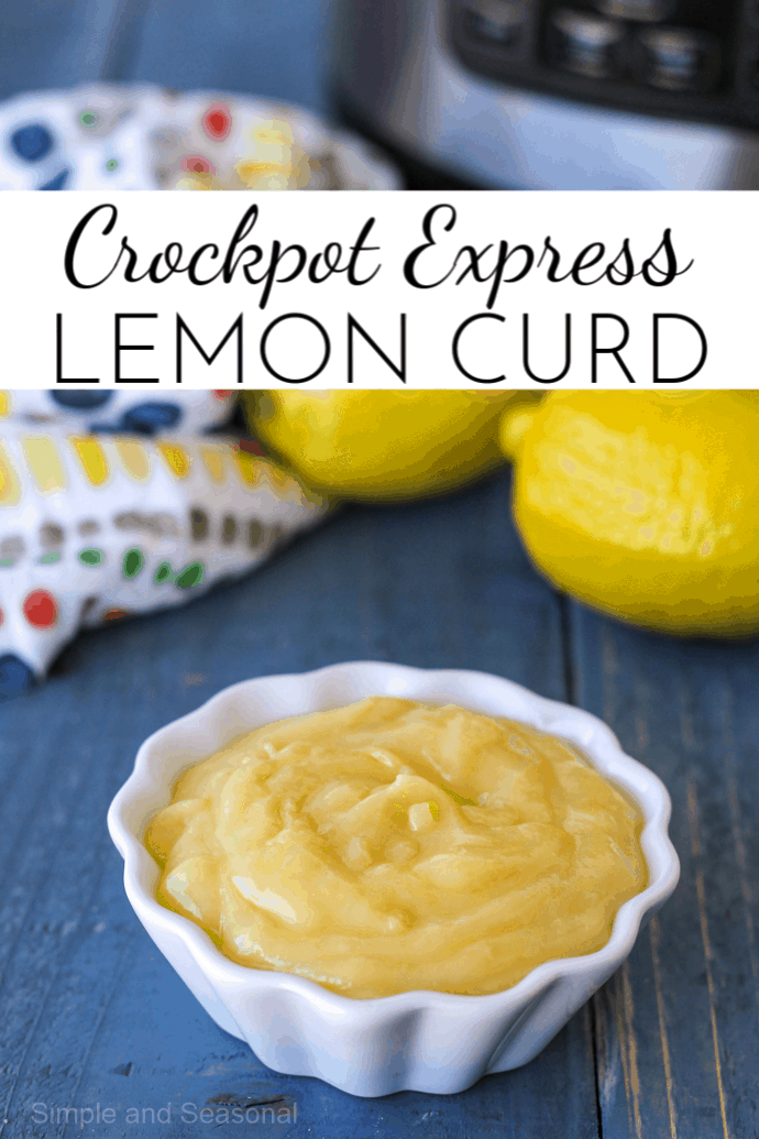 Crockpot Express Lemon Curd is a tangy and refreshing treat that's perfect for topping cheesecakes, filling pastry or just enjoying with a spoon! via @nmburk