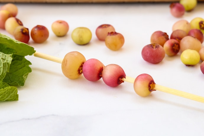 skewer with grapes and blueberries