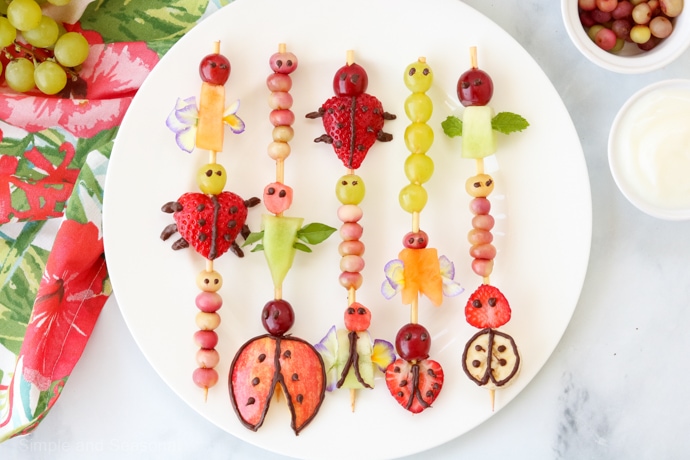plate of fruit kabobs