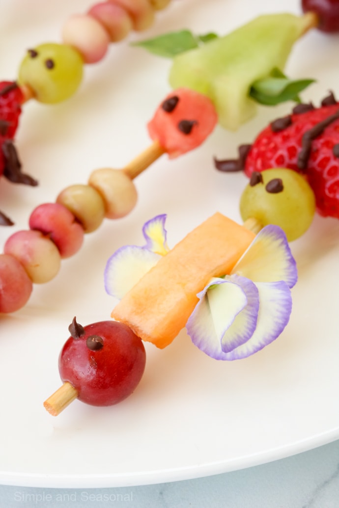 flying insect made from melon and grapes