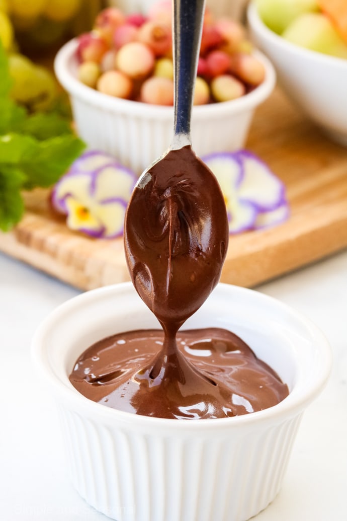 melted chocolate in a white bowl