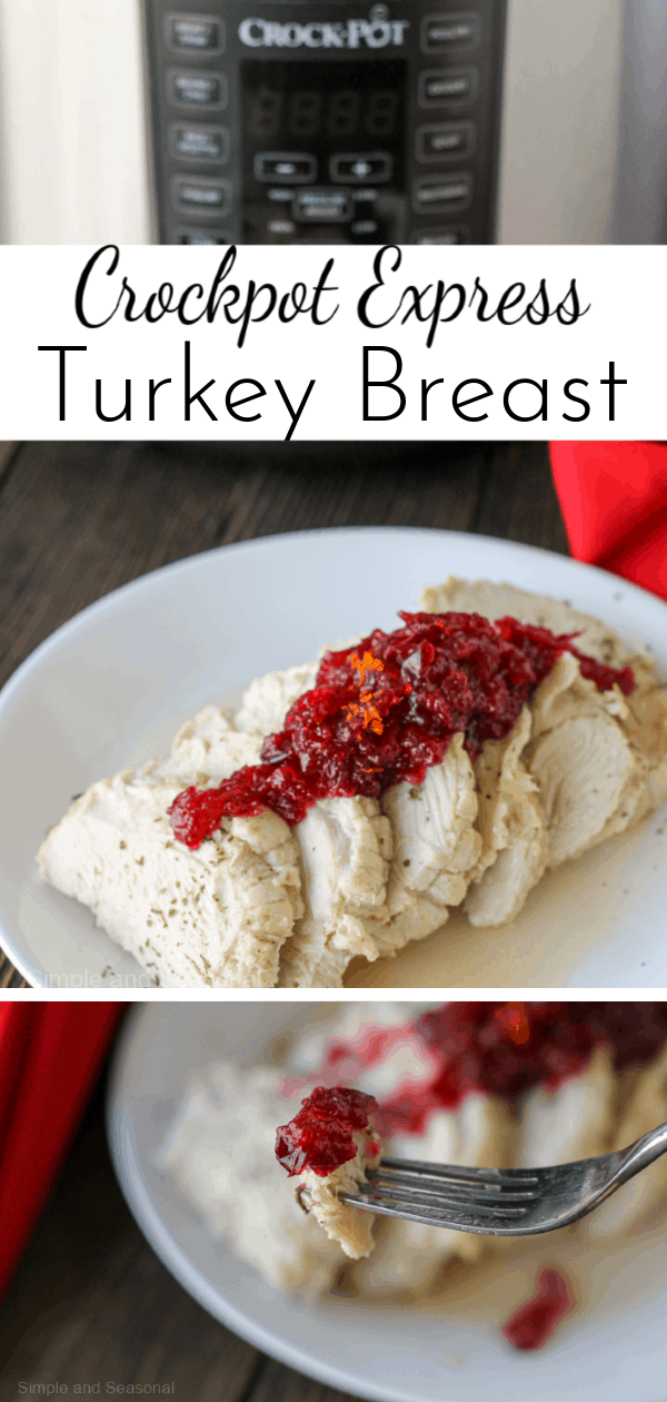 Enjoy flavorful and moist turkey any time with this Crockpot Express Turkey Breast. It's quicker than the oven and can be cooked from frozen, too! via @nmburk