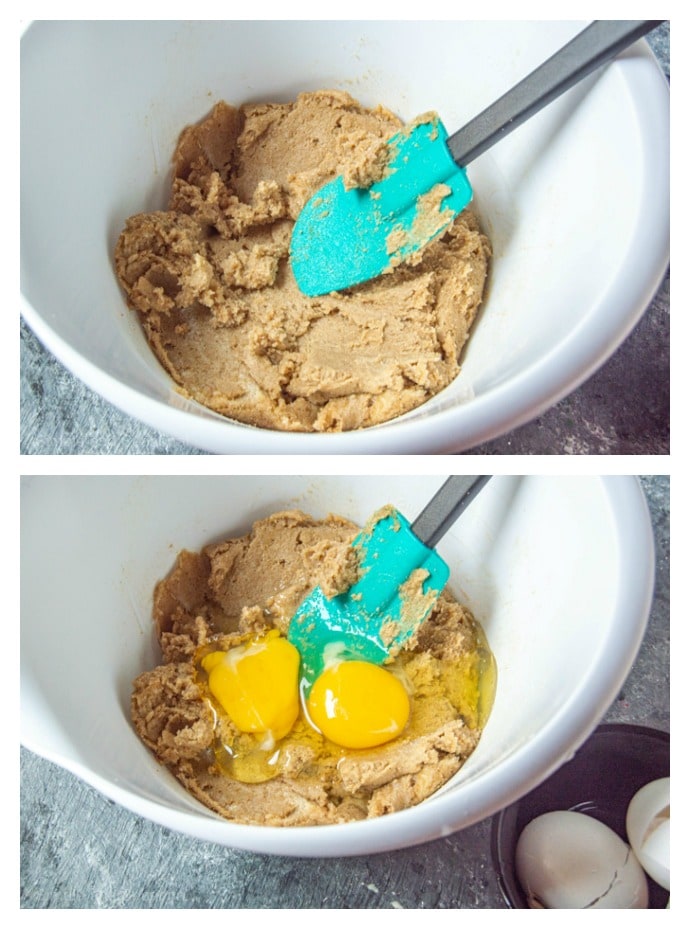 collage of wet ingredients for cookie dough