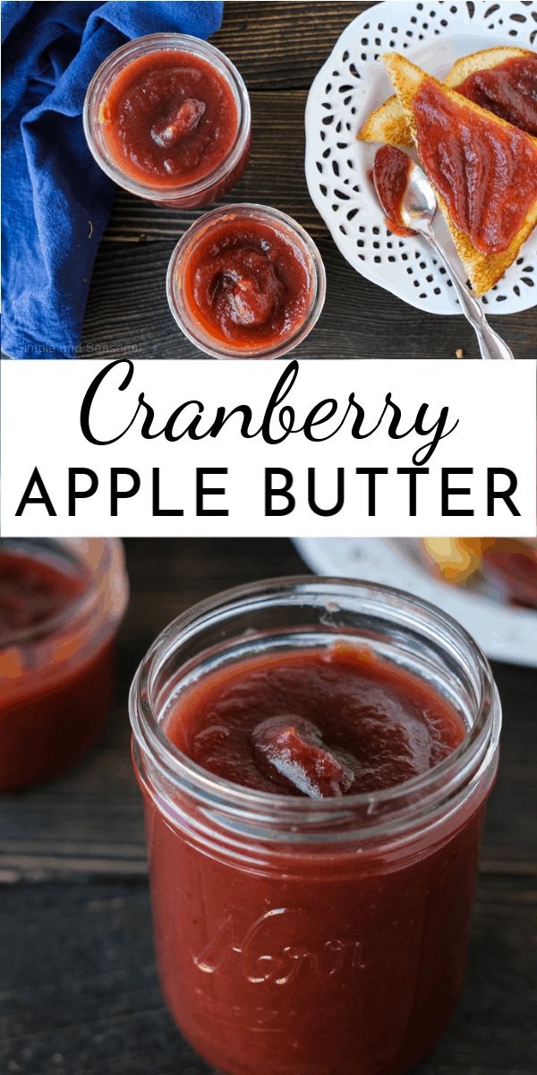 Cranberry Apple Butter takes the classic rich flavors of apple butter and adds a punch of tart flavor with fresh cranberries! via @nmburk