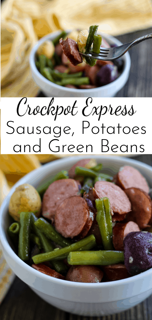 Go from "what's for dinner?" to "time to eat!" in less than 20 minutes with Crockpot Express Sausage, Potatoes and Green Beans!  via @nmburk