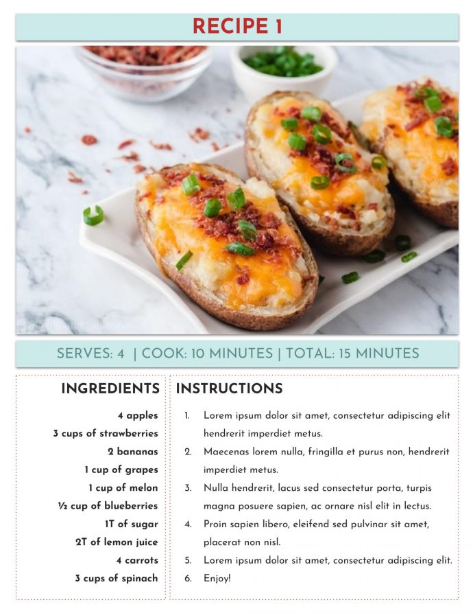 recipe card for family cookbook