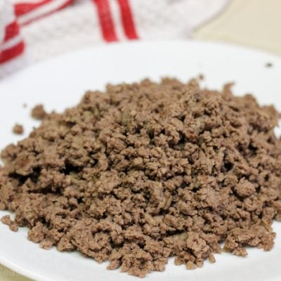 plate of cooked ground beef crumbles