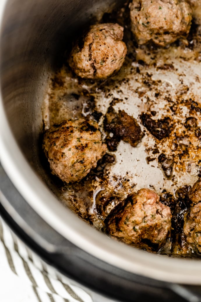 meatballs cooked in the bottom of the pot