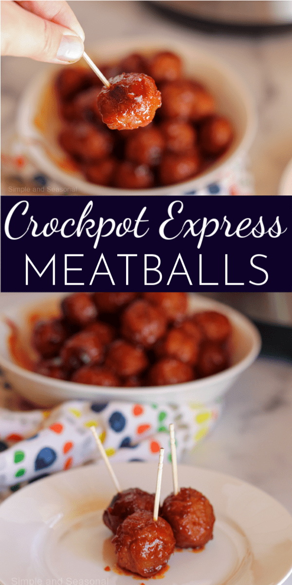 This party favorite can be a last minute addition to your menu since they cook in 5 minutes! Crockpot Express Meatballs are a sweet and tangy addition to any party spread. via @nmburk