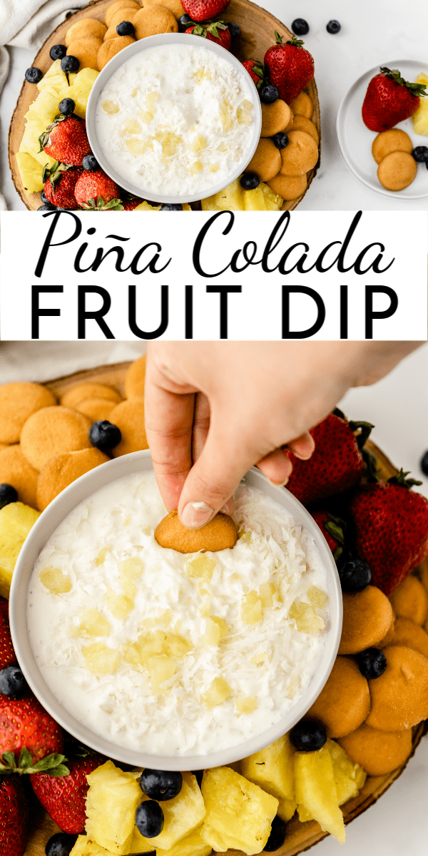 Only four ingredients go into this easy Piña Colada Fruit Dip that's great for summer picnics and BBQ's! via @nmburk