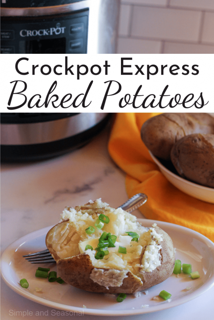label reads Crockpot Express Baked Potatoes