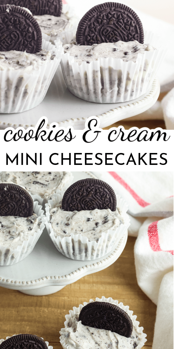 The combination of crunchy Oreos and creamy cheesecake makes Cookies and Cream Mini Cheesecakes a perfect anytime dessert! via @nmburk