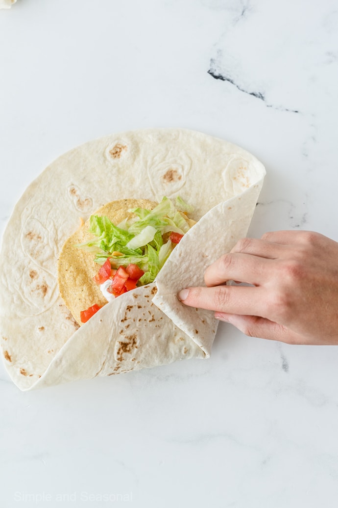 folding flour tortilla