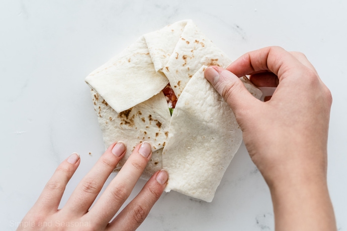 folded up flour tortilla