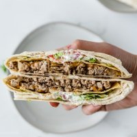 copycat crunchwrap supreme opened to show center filling