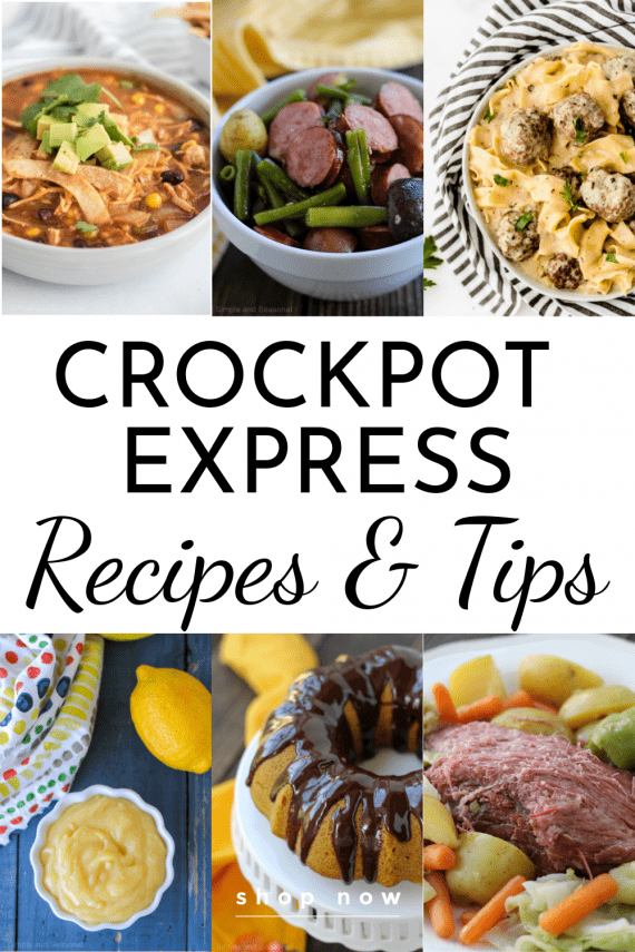 collage image of crockpot express recipes