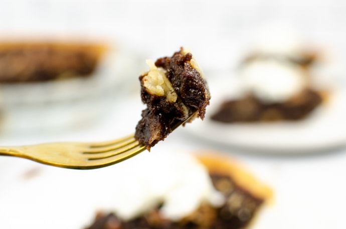 forkful of chocolate pecan pie