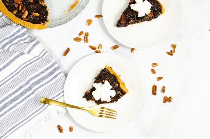 slices of pecan pie on a table top