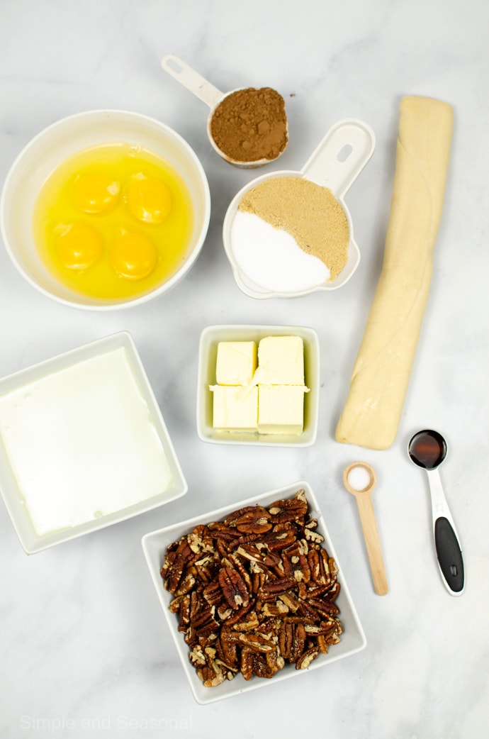 ingredients for chocolate pecan pie