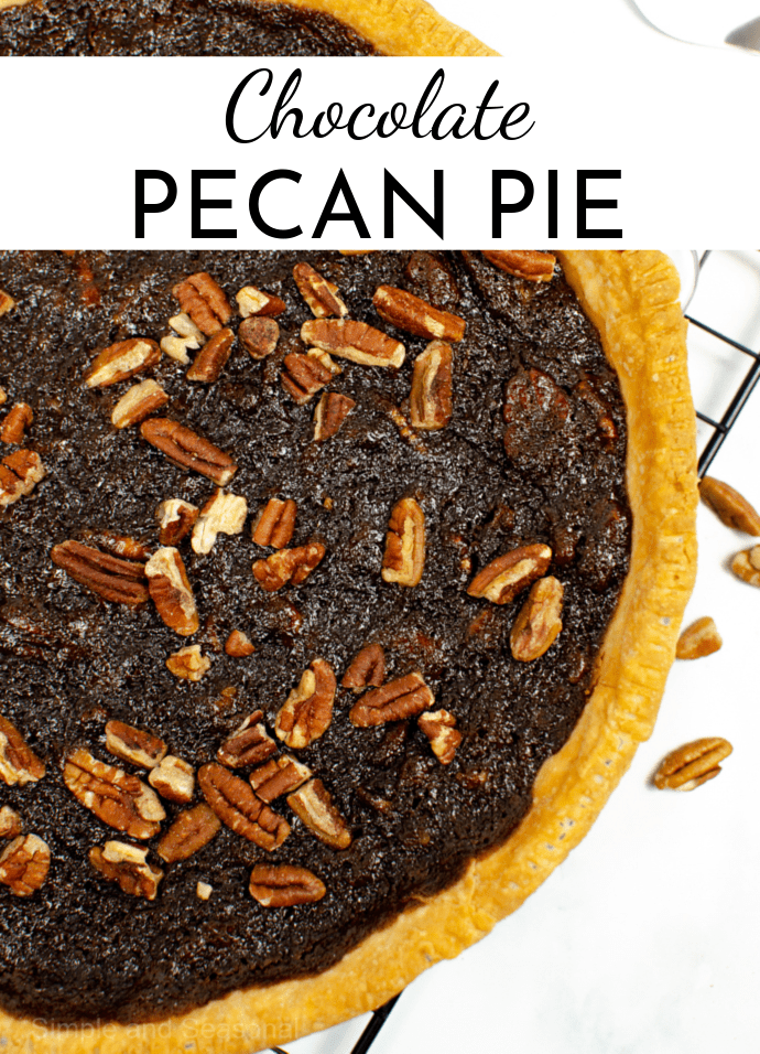 baked whole chocolate pecan pie