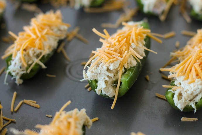 jalapeno stuffed with crack chicken and topped with cheese