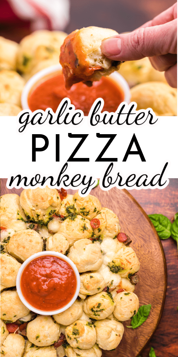 Homemade dough, familiar pizza flavors and a delicious garlic butter sauce come together to make Garlic Butter Pizza Monkey Bread. Change up pizza night this week! via @nmburk