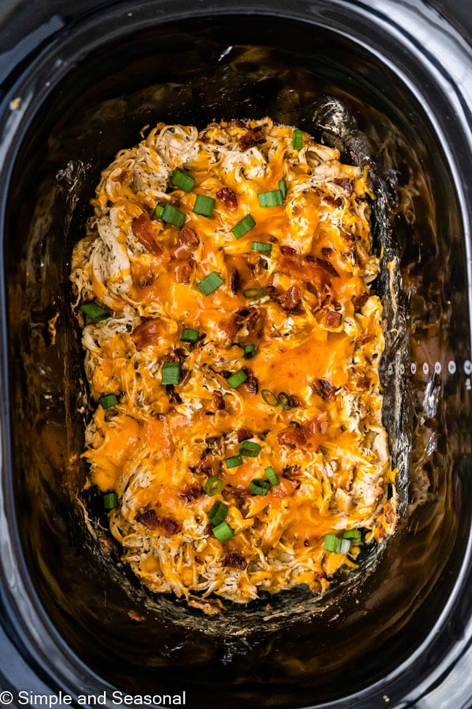 crack chicken with melted cheese in the slow cooker