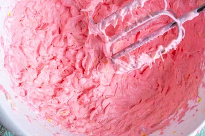 blended cheesecake dip is now pastel pink