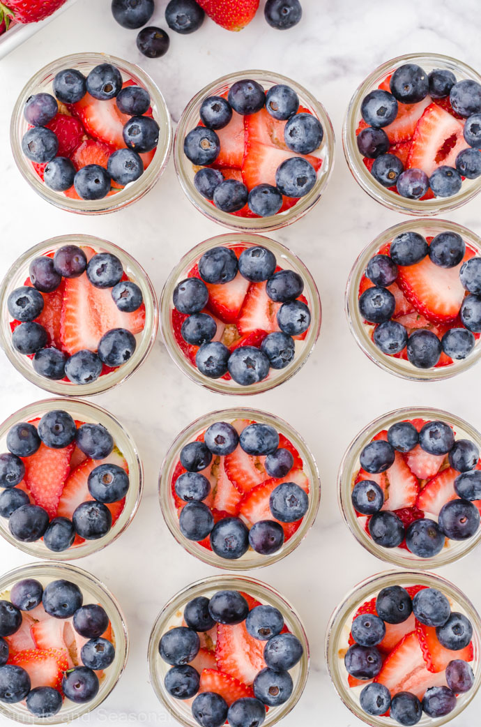 ring of blueberries on top of mini cheesecakes