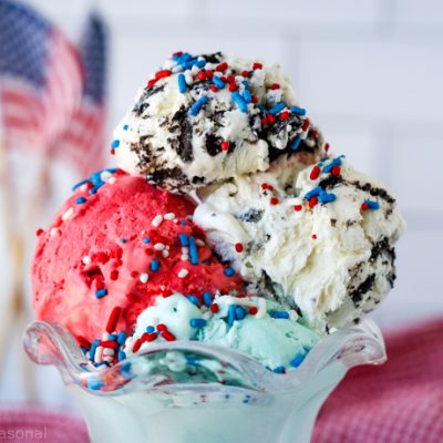 red, white and blue ice cream