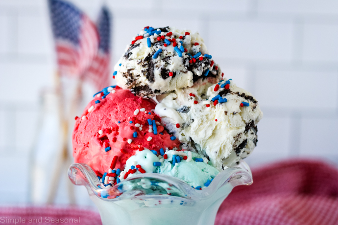 red, white and blue ice cream