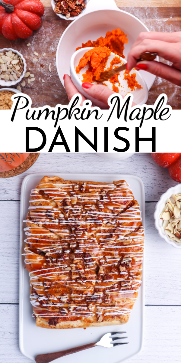 Impress your guests (or yourself!) with this beautiful braided Pumpkin Maple Danish. It's surprisingly easy to make and bursting with fall flavors! via @nmburk