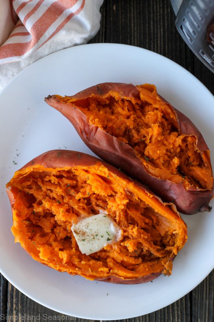 top down view of cooked sweet potatoes (yams)